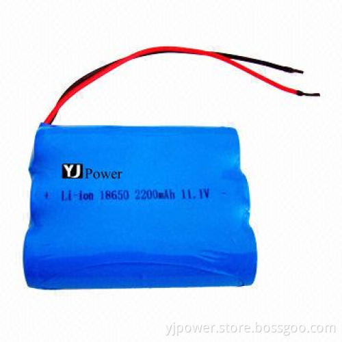 11.1V 2,200mAh 18650 Battery Pack, 18.5 x 54.6 x 67mm